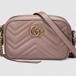 Gucci Women's Dusty Pink Leather Mini Crossbody Bag